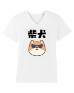 Shiba Inu Kanji (negru) Tricou mânecă scurtă guler V Bărbat Presenter