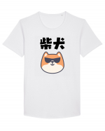 Shiba Inu Kanji (negru) Tricou mânecă scurtă guler larg Bărbat Skater