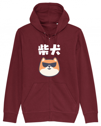 Shiba Inu Kanji (alb) Burgundy