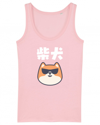 Shiba Inu Kanji (alb) Cotton Pink