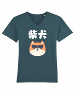 Shiba Inu Kanji (alb) Tricou mânecă scurtă guler V Bărbat Presenter