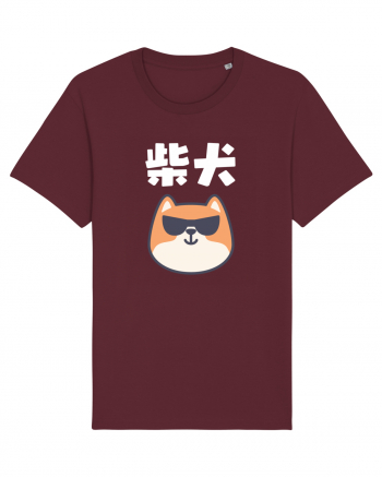 Shiba Inu Kanji (alb) Burgundy