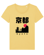 Kyoto Black Silhouette Tricou mânecă scurtă guler larg fitted Damă Expresser