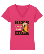 Beer is always a good idea Tricou mânecă scurtă guler V Damă Evoker