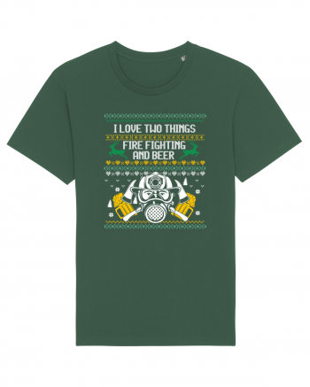 I Love Two Things Fire Fighting And Beer Bottle Green