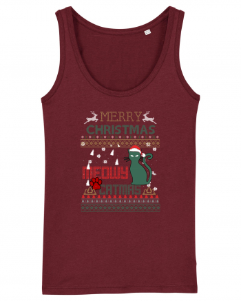 Meowy Christmas Merry Christmas Cat Burgundy