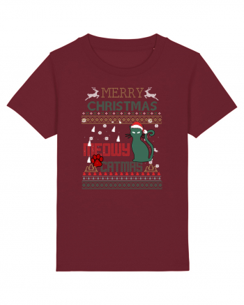 Meowy Christmas Merry Christmas Cat Burgundy