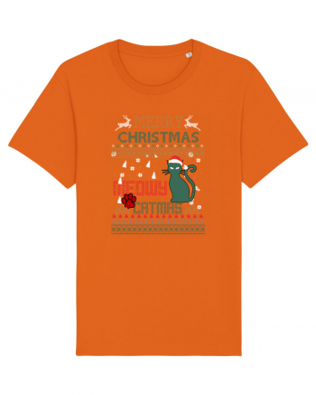 Meowy Christmas Merry Christmas Cat Bright Orange