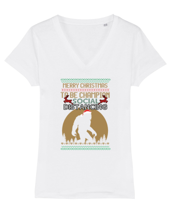 Merry Christmas Bigfoot Distancing Champion White