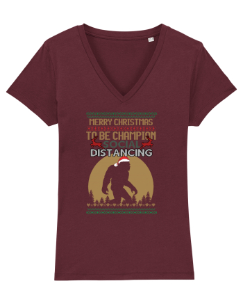 Merry Christmas Bigfoot Distancing Champion Burgundy