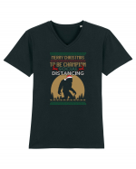 Merry Christmas Bigfoot Distancing Champion Tricou mânecă scurtă guler V Bărbat Presenter