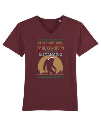 Merry Christmas Bigfoot Distancing Champion Burgundy