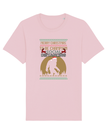 Merry Christmas Bigfoot Distancing Champion Cotton Pink
