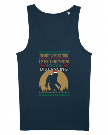 Merry Christmas Bigfoot Distancing Champion Navy