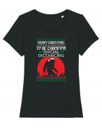 Merry Christmas Bigfoot Distancing Champion Tricou mânecă scurtă guler larg fitted Damă Expresser