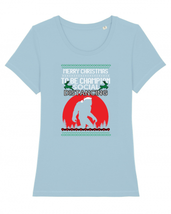 Merry Christmas Bigfoot Distancing Champion Sky Blue