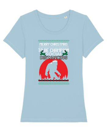Merry Christmas Bigfoot Distancing Champion Sky Blue