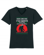 Merry Christmas Bigfoot Distancing Champion Tricou mânecă scurtă guler V Bărbat Presenter