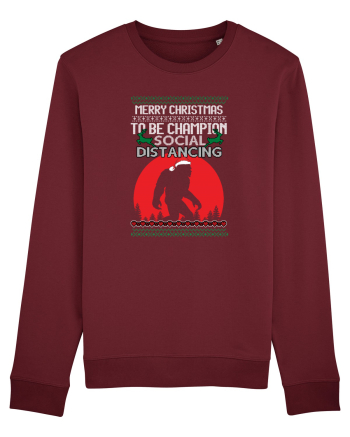 Merry Christmas Bigfoot Distancing Champion Burgundy