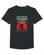 Merry Christmas Bigfoot Distancing Champion Tricou mânecă scurtă guler larg Bărbat Skater