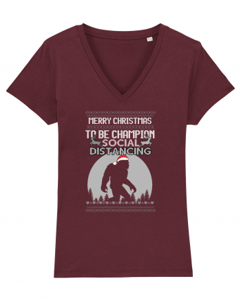 Merry Christmas Bigfoot Distancing Champion Burgundy