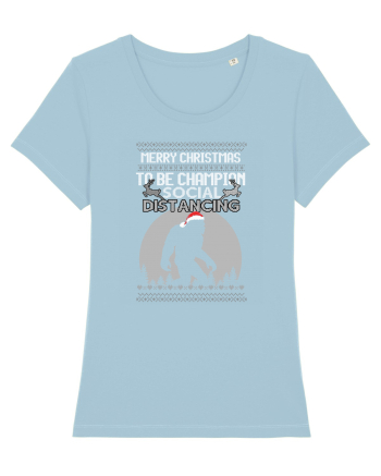 Merry Christmas Bigfoot Distancing Champion Sky Blue