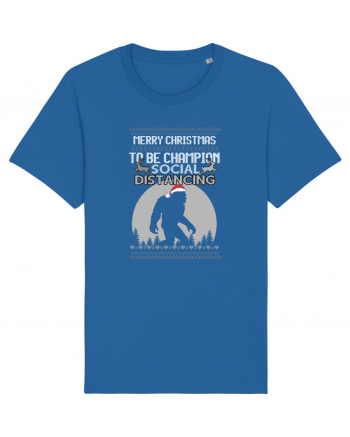 Merry Christmas Bigfoot Distancing Champion Royal Blue