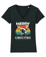 Merry Christmas Hunters Tricou mânecă scurtă guler V Damă Evoker