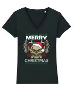 Merry Christmas Riders Tricou mânecă scurtă guler V Damă Evoker