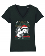 Merry Fishmas Tricou mânecă scurtă guler V Damă Evoker