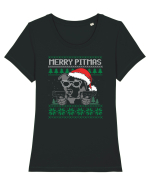 Merry Pitmas Tricou mânecă scurtă guler larg fitted Damă Expresser