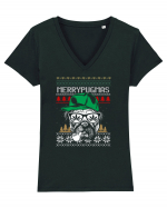 Merry Pugmas Tricou mânecă scurtă guler V Damă Evoker