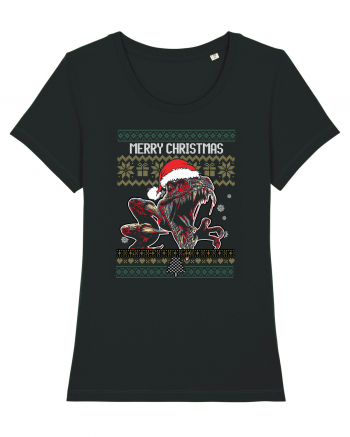 Merry Roar Christmas Angry Dinosaur Black