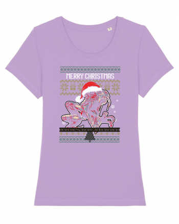 Merry Roar Christmas Angry Dinosaur Lavender Dawn
