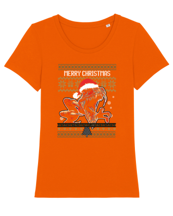 Merry Roar Christmas Angry Dinosaur Bright Orange