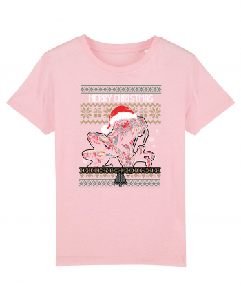 Merry Roar Christmas Angry Dinosaur Cotton Pink