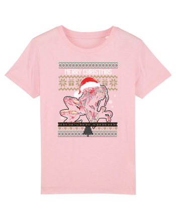 Merry Roar Christmas Angry Dinosaur Cotton Pink