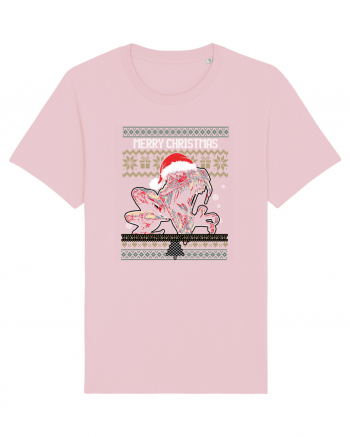 Merry Roar Christmas Angry Dinosaur Cotton Pink
