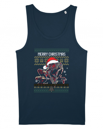 Merry Roar Christmas Angry Dinosaur Navy