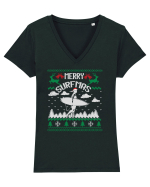 Merry Surfmas Tricou mânecă scurtă guler V Damă Evoker