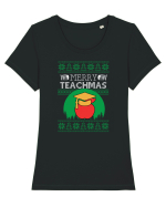 Merry Teachmas Tricou mânecă scurtă guler larg fitted Damă Expresser