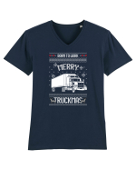 Merry Truckmas Born To Work Tricou mânecă scurtă guler V Bărbat Presenter