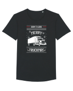 Merry Truckmas Born To Work Tricou mânecă scurtă guler larg Bărbat Skater