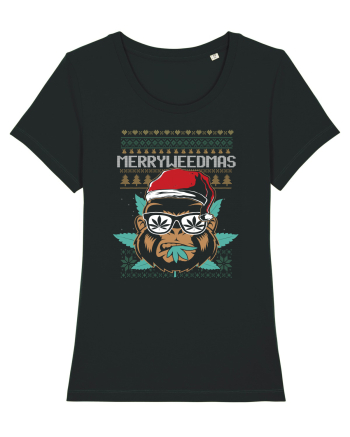 Merry Weedmas Funny Gorilla Black