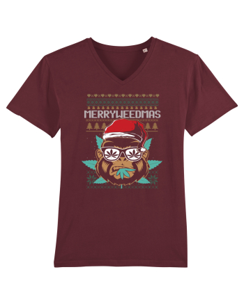 Merry Weedmas Funny Gorilla Burgundy