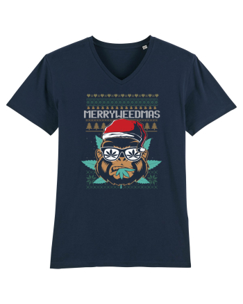 Merry Weedmas Funny Gorilla French Navy