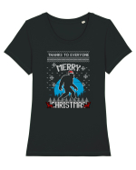 Thanks To Everyone Merry Christmas Bigfoot Tricou mânecă scurtă guler larg fitted Damă Expresser