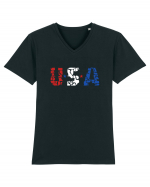 USA FLAG 50 STATES Tricou mânecă scurtă guler V Bărbat Presenter