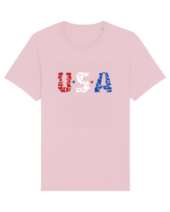 USA FLAG 50 STATES Cotton Pink