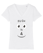 Cu ochii în 4 Tricou mânecă scurtă guler V Damă Evoker